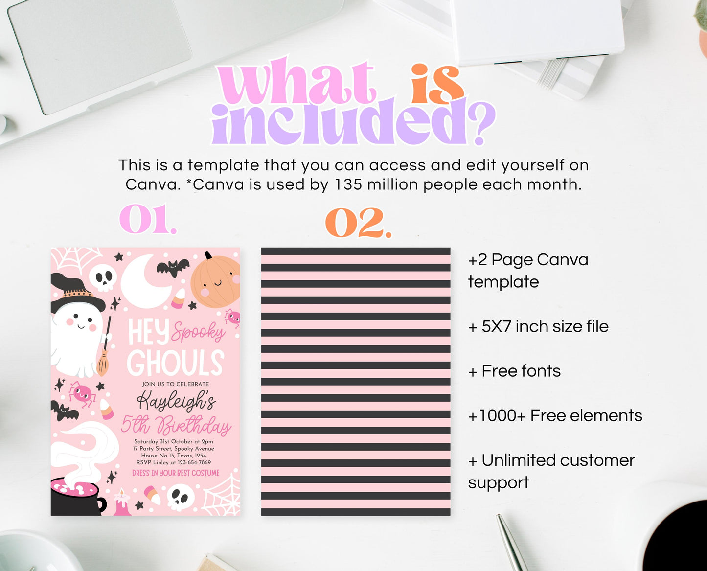 Editable Pink Halloween Birthday Invitation, Halloween Costume Party Invitation, Hey Ghouls Invitation, Pink Halloween Invitation, PHBP04