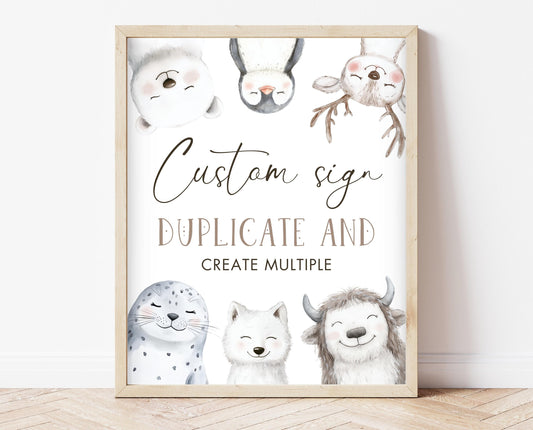 Editable Winter Arctic Animals Baby Shower Custom Sign, Winter Baby Shower Decor Signs, Snow Much Fun Baby, Winter Baby Animals, WBS01
