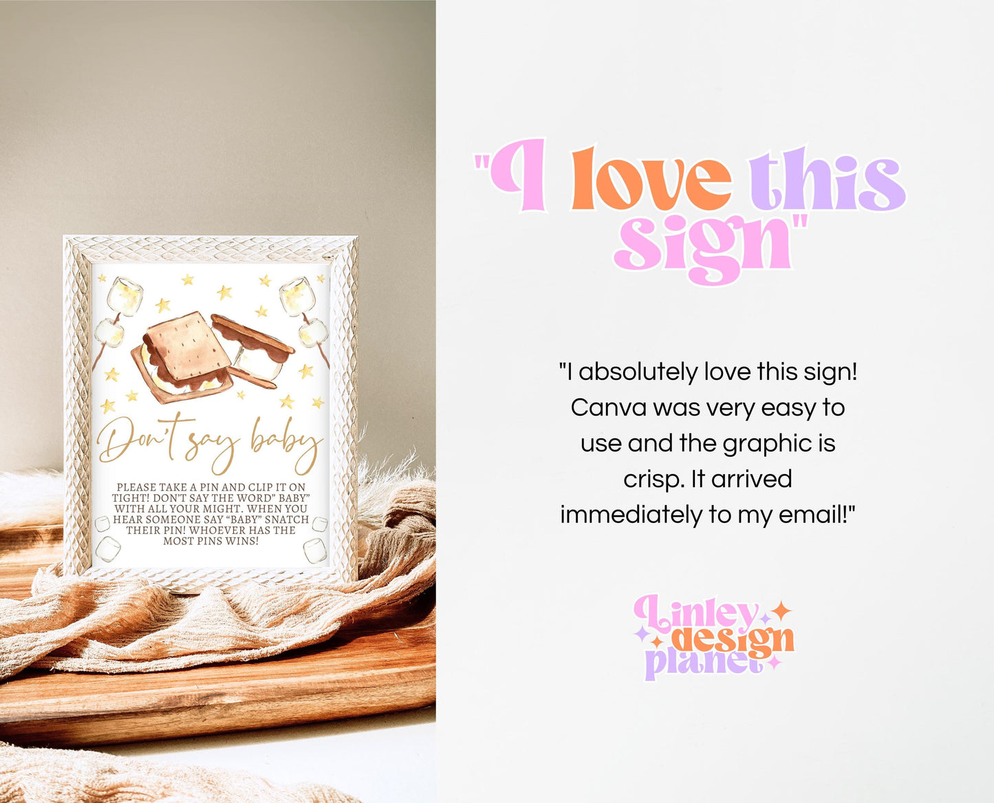 Don't Say Baby Sign S'more to Love Baby Shower, S'mores Baby Shower Don't Say Baby Game Sign, S'more Sign, S'mores Party Decor, FPBS05