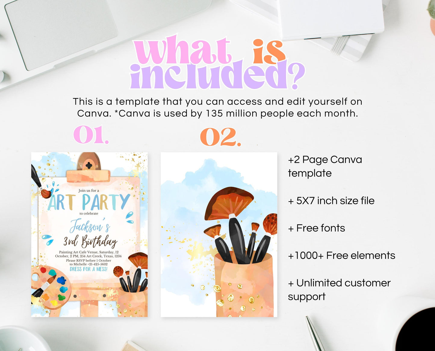 Editable Boy Art Birthday Invitation, Art Birthday Party Invitation, Art in Party Birthday Invite, Art Painting Artist Birthday Invitation
