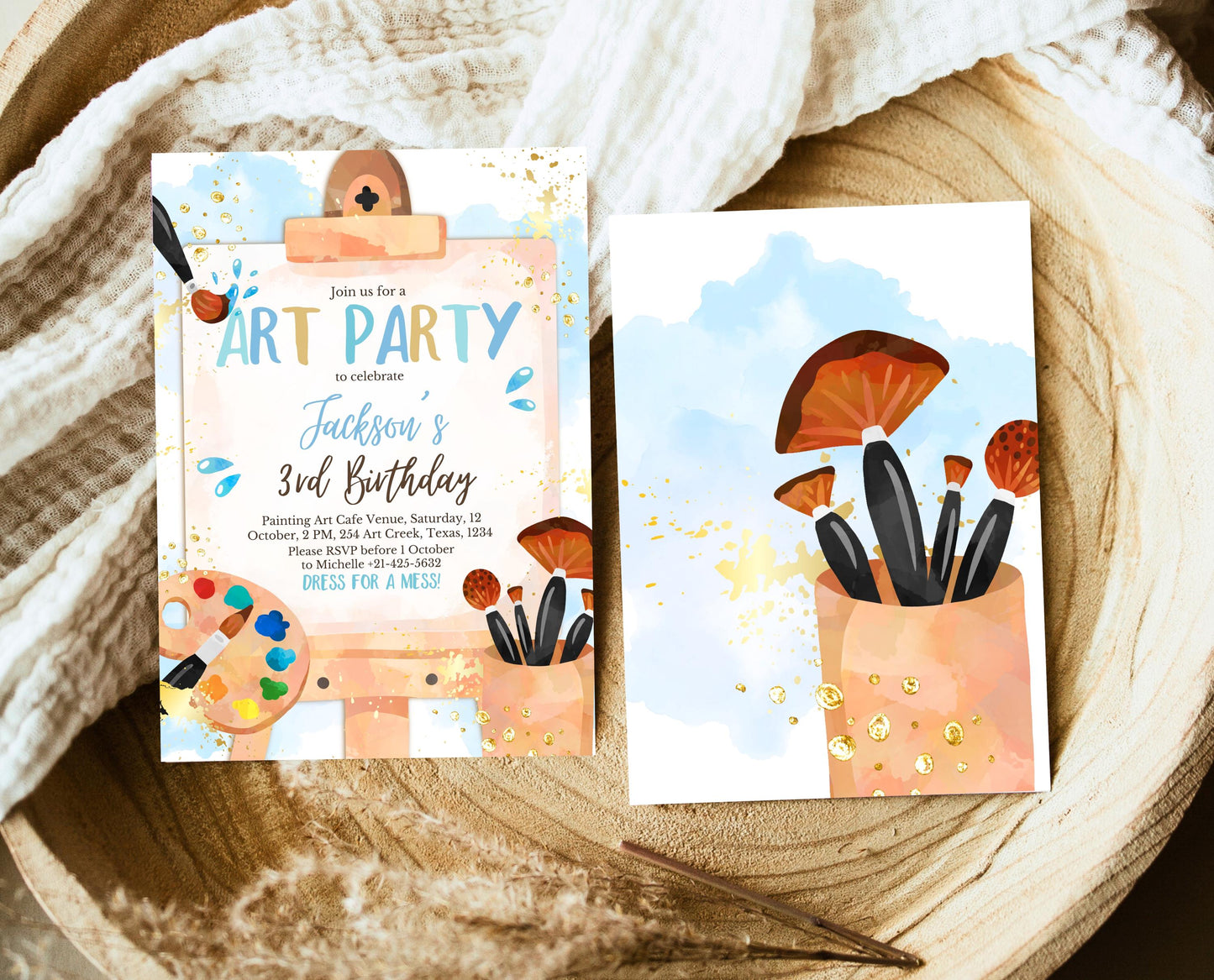 Editable Boy Art Birthday Invitation, Art Birthday Party Invitation, Art in Party Birthday Invite, Art Painting Artist Birthday Invitation