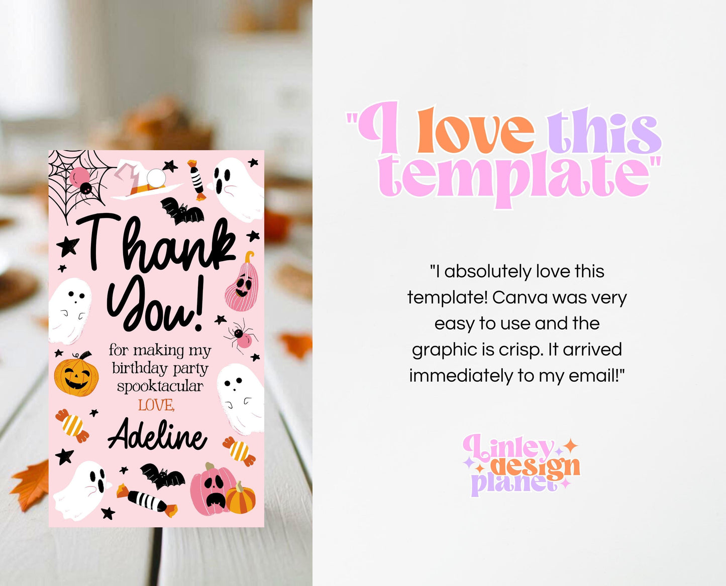 Editable Pink Halloween Favor Tag, Halloween Birthday Thank You Tag, Spooky Party Favors, Halloween Gift Tag Template, Printable, PHBP03