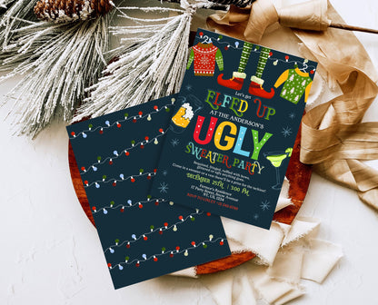 Ugly Sweater Party Invitation Template, Christmas Ugly Sweater Invite, Ugly Sweater Party, Elfed Up Ugly Sweater Party, Instant Download