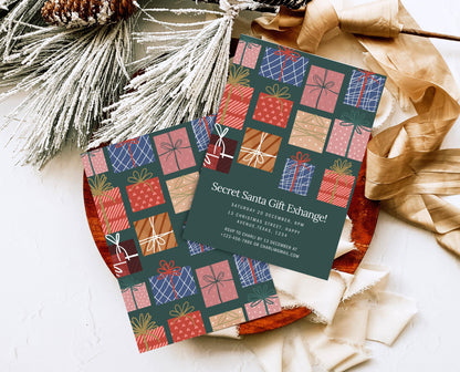 Editable Secret Santa Gift Exchange Invitation, Santa Holiday Gift Exchange Party, Christmas Gift Exchange Party Invite, Instant Download