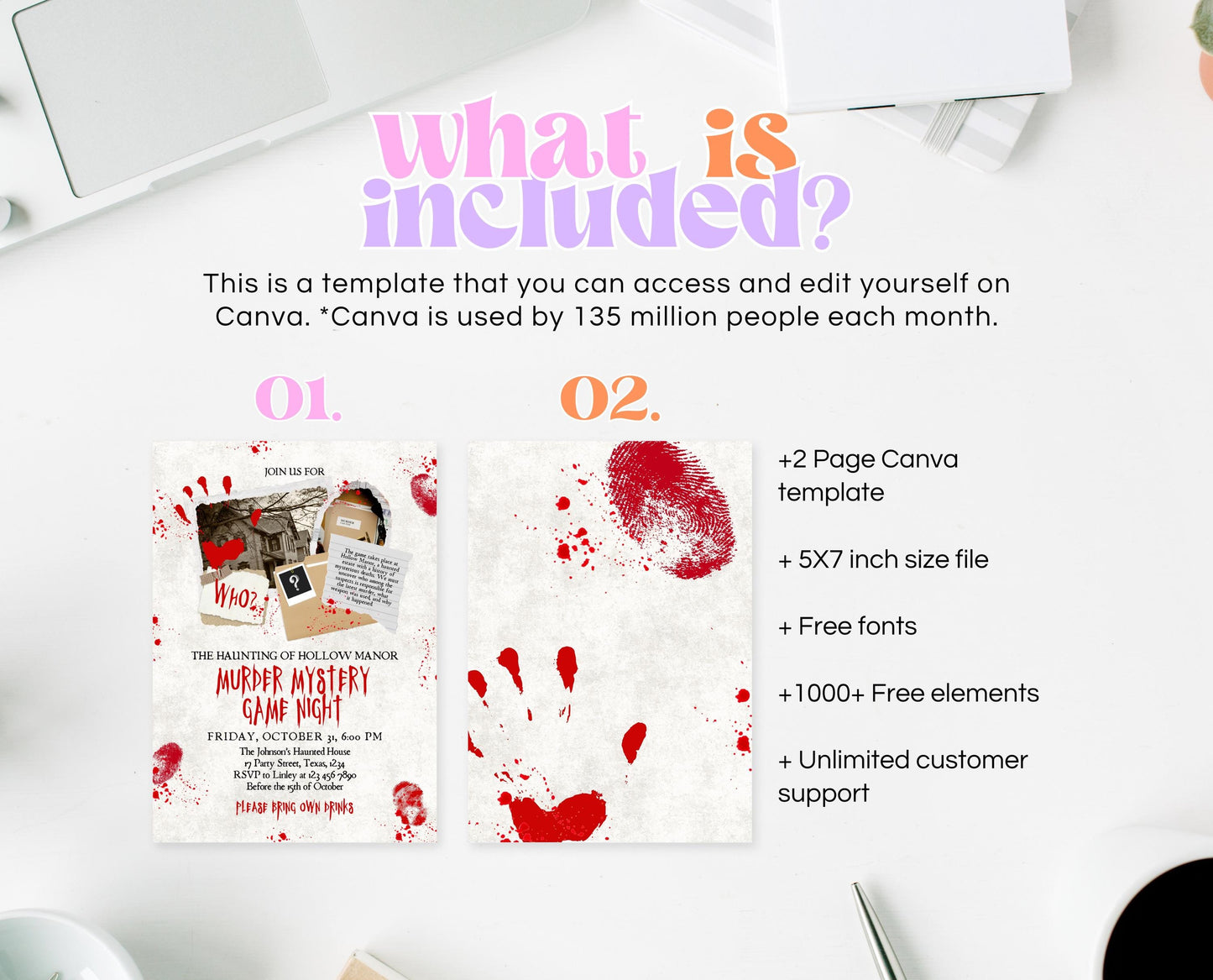 Editable Halloween Murder Mystery Game Night Invitation, Halloween Party Invitation, Murder Mystery Invite, Halloween Game Night Invitation