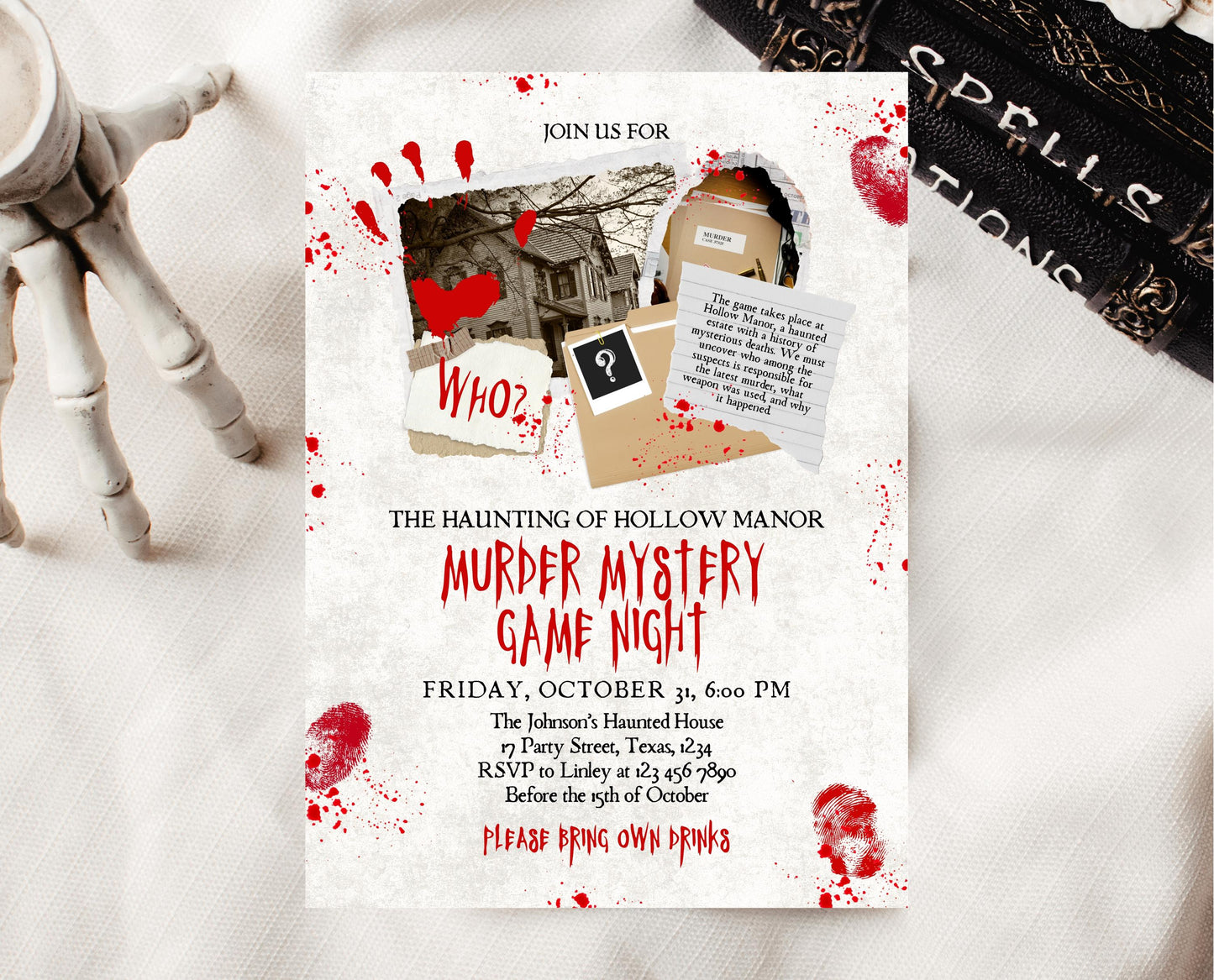 Printable Halloween Murder Mystery, Printable Halloween Game, Scary Party Games, Murder Mystery Games, Haunted House Games, Instant Download
