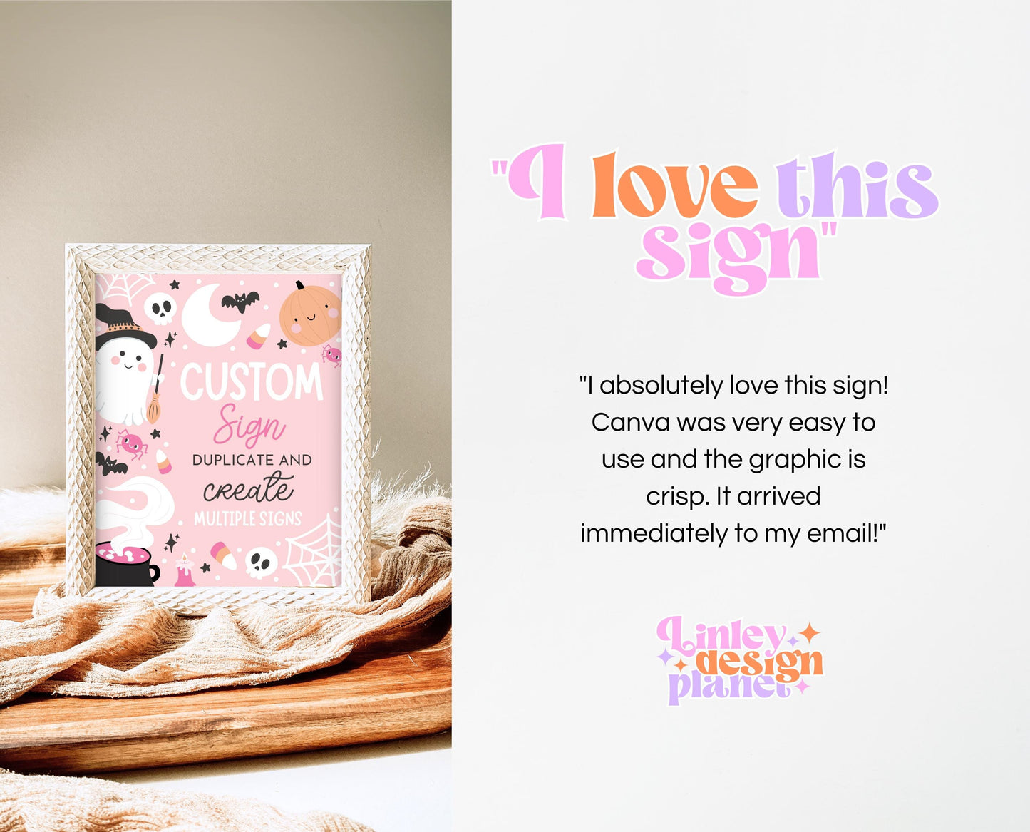 Editable Pink Halloween Birthday Custom Sign, Halloween Party Custom Poster, Ghouls Party, Pink Halloween Sign, Instant Download, PHBP04