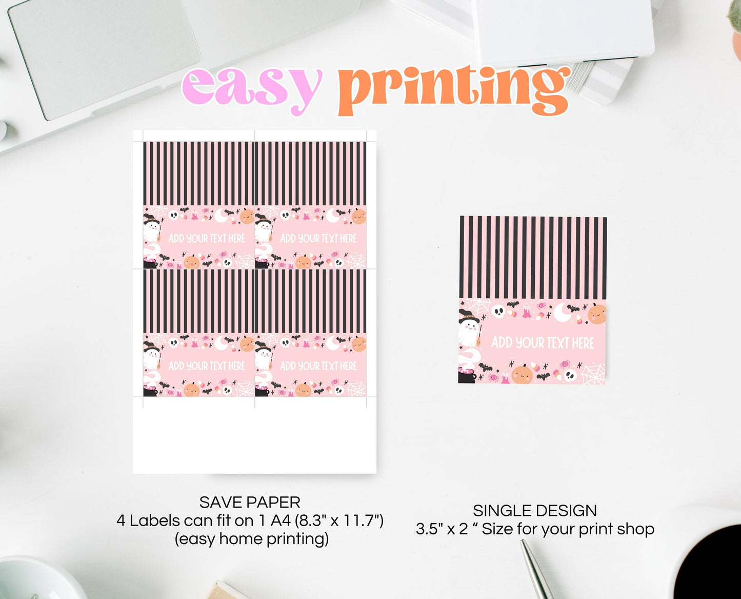 Editable Pink Halloween Food Label, Halloween Birthday Place Cards, Spooky Party Food Label, Halloween Tent Card Template, Printable, PHBP04