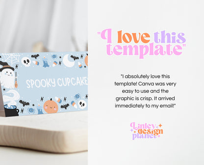 Editable Blue Halloween Food Label, Halloween Birthday Place Cards, Spooky Party Food Label, Halloween Tent Card Template, Printable, PHBP05