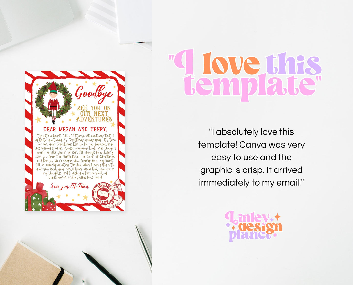 Editable Elf Goodbye Letter, Siblings Elf Letter, Christmas Elf Letter Farewell Letter, Printable Elf Goodbye Letter, Elf letter, CEC02