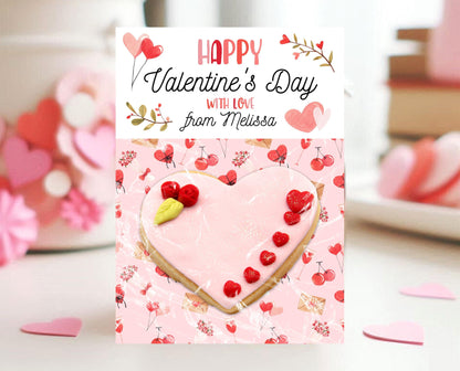 Editable Valentine's Day Cookie Card, Valentine's Day Cookie Holder, Cookie Card, Cookie Gift Tag, Printable, Template, Instant Download