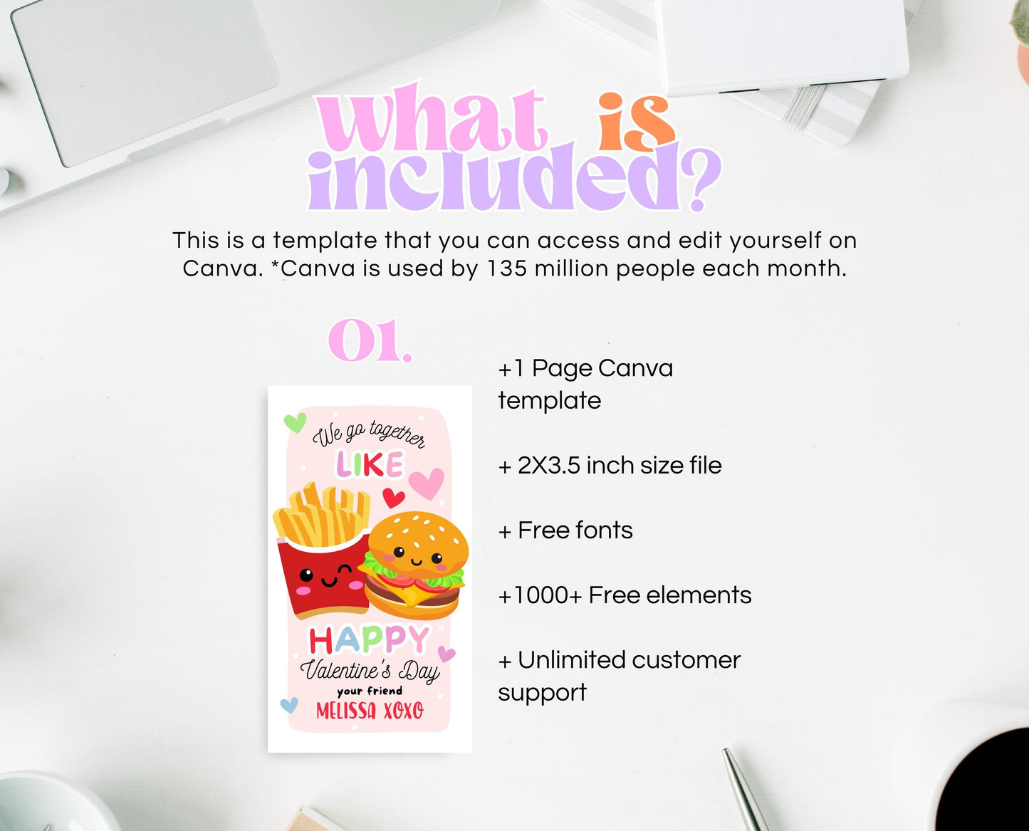 Editable Valentine Gift Tag, Burger And Fries Valentine Gift Tags, School Valentine Cards, Printable, Burger And Fries Tag, Instant Download