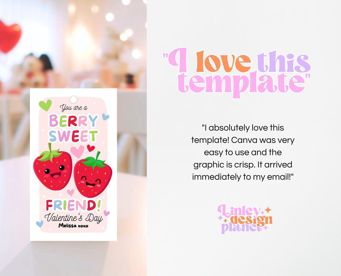 Editable Strawberry Valentines Gift Tag, Valentine You Are A Berry Sweet, Friend Tag Valentines, Fruit, Classroom Gift Tag, Instant Download