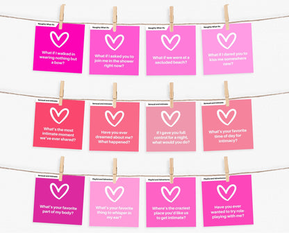 Couple Naughty Question Cards, Dirty Conversation Cards, Date Night Cards, Romantic Anniversary Gift, Valentines Games, 50 Shades Of Pink