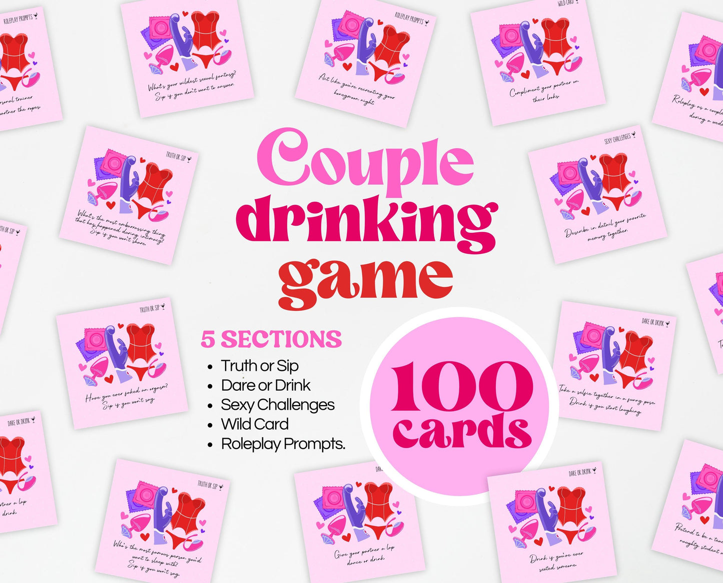 Couple Drinking Game Cards, Dirty Challenges Cards, Date Night Cards, Anniversary Gift, Valentines Couple Game, Gifts For Her, Gifts For Him