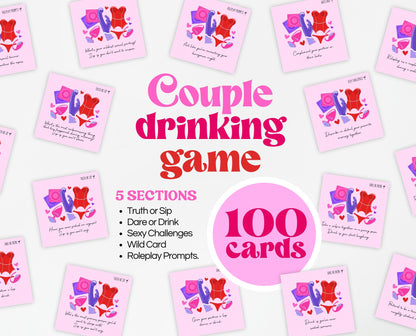 Couple Drinking Game Cards, Dirty Challenges Cards, Date Night Cards, Anniversary Gift, Valentines Couple Game, Gifts For Her, Gifts For Him