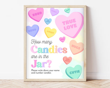 Editable Guess How Many Candies Sign, Hearts Candy Theme Baby Shower, Little Sweetheart Candy, Valentines Baby Shower Game, Printable, VDC01