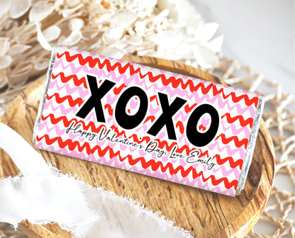 Editable Valentine's Day Chocolate Wrapper, Pink Red XOXO Chocolate Wrapper, Classroom Valentine's Treat, Friend Valentine Gift, Printable