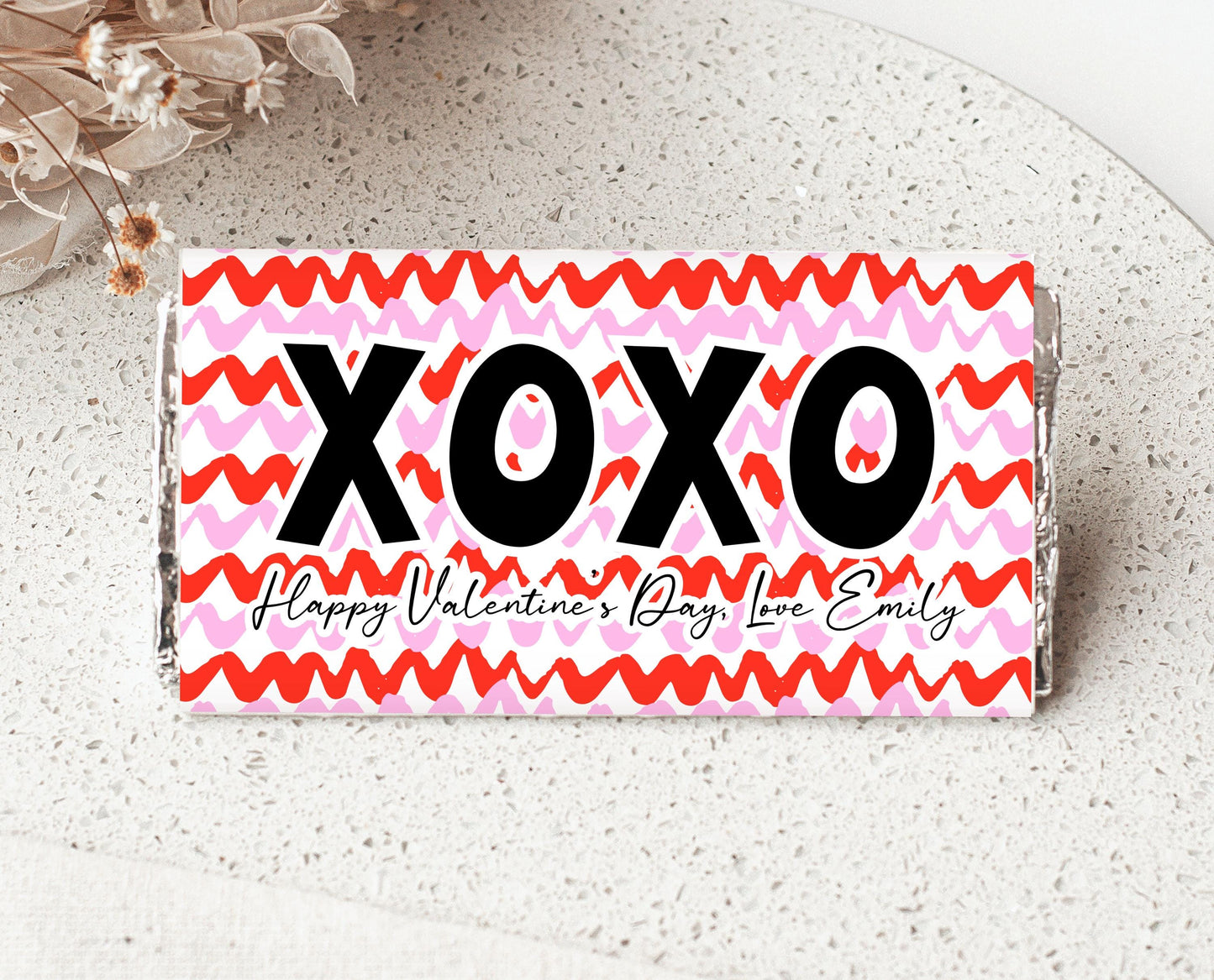 Editable Valentine's Day Chocolate Wrapper, Pink Red XOXO Chocolate Wrapper, Classroom Valentine's Treat, Friend Valentine Gift, Printable