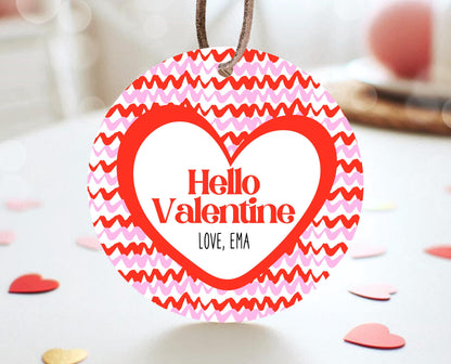 Editable Happy Valentine's Day Gift Tag, Pink Red Hearts Tag, Will You Be My Valentine Tag, School Valentine Gift Tag, Instant Download