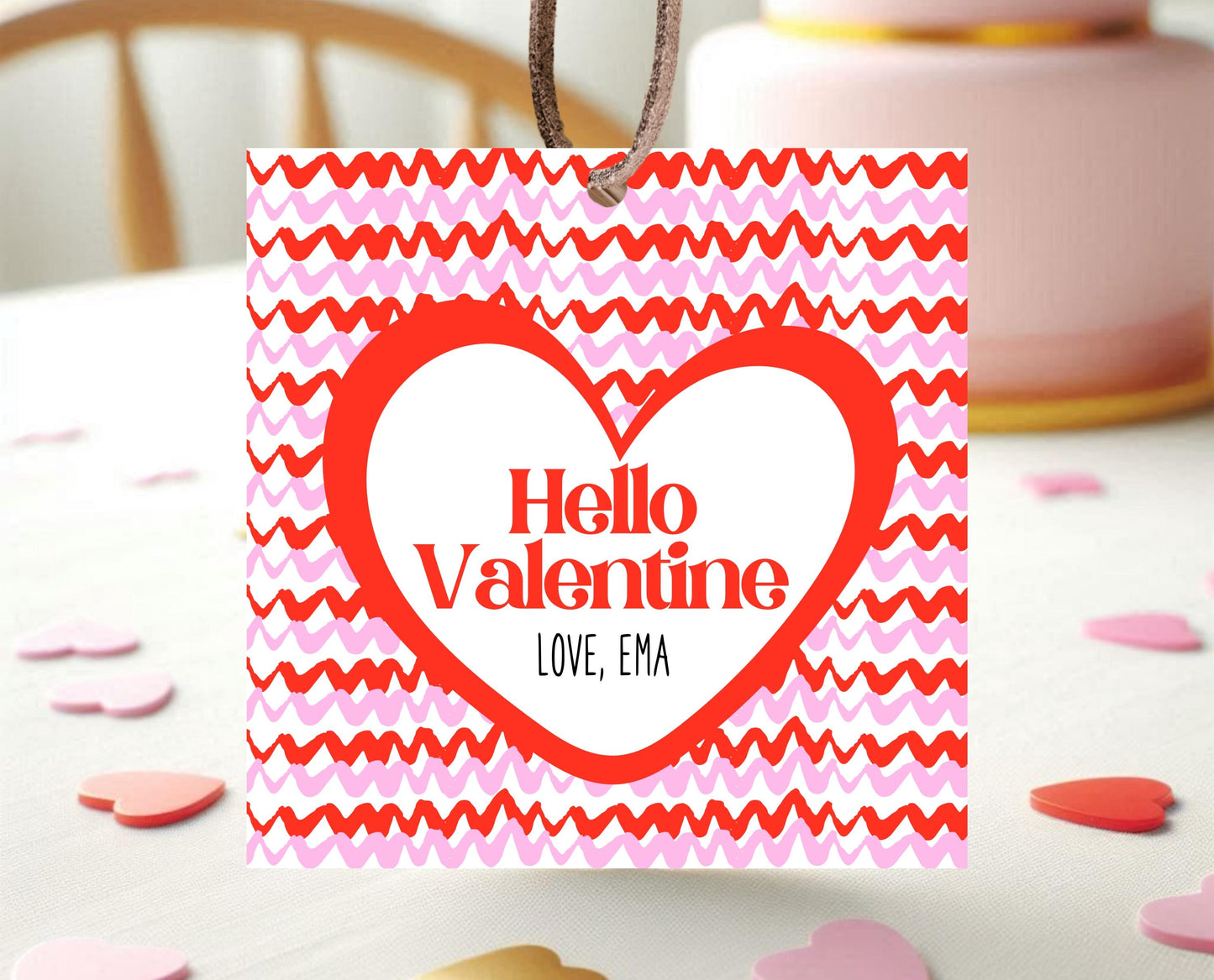 Editable Happy Valentine's Day Gift Tag, Pink Red Hearts Tag, Will You Be My Valentine Tag, School Valentine Gift Tag, Instant Download