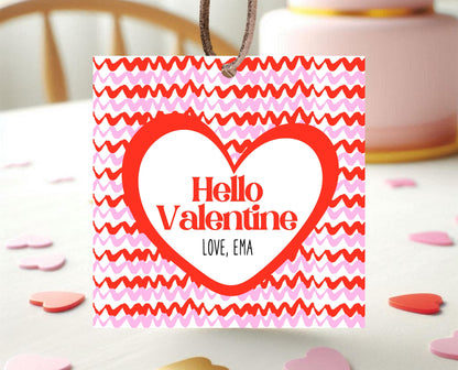 Editable Happy Valentine's Day Gift Tag, Pink Red Hearts Tag, Will You Be My Valentine Tag, School Valentine Gift Tag, Instant Download