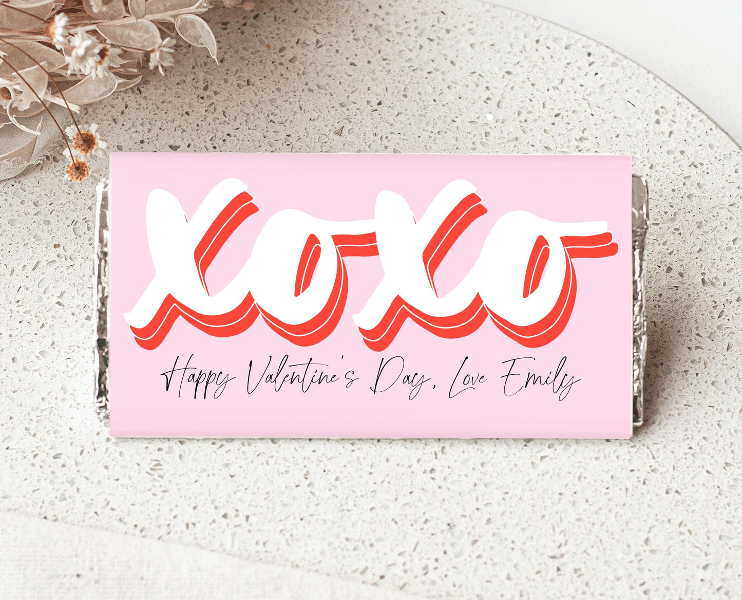 Editable Valentine's Day Chocolate Wrapper, Pink Red XOXO Chocolate Wrapper, Classroom Valentine's Treat, Friend Valentine Gift, Printable