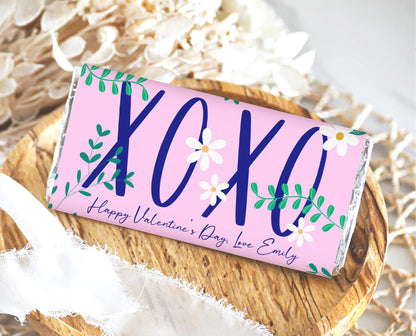 Editable Valentine's Day Chocolate Wrapper, Floral XOXO Chocolate Wrapper, Classroom Valentine's Treat, Friend Valentine Gift, Printable