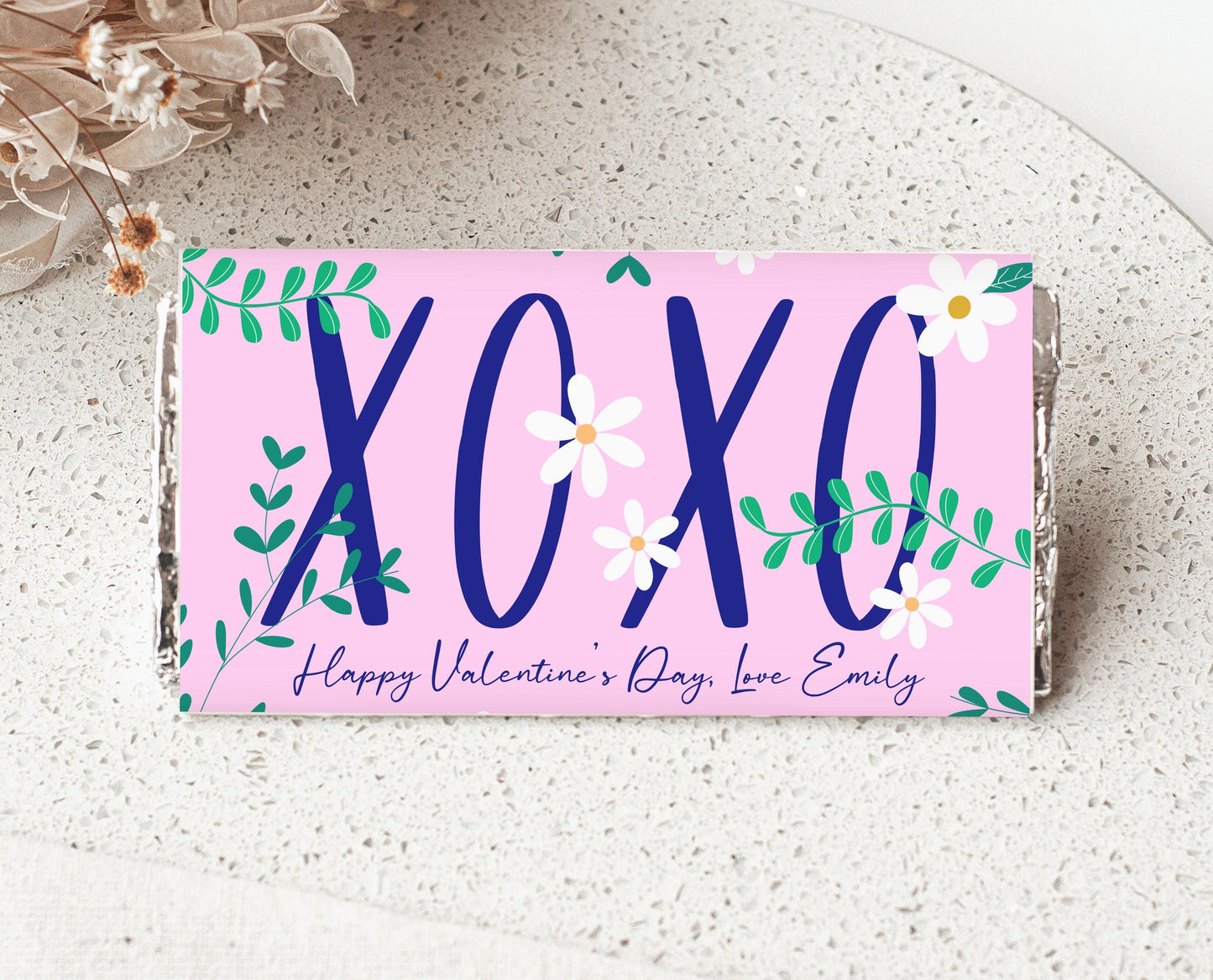 Editable Valentine's Day Chocolate Wrapper, Floral XOXO Chocolate Wrapper, Classroom Valentine's Treat, Friend Valentine Gift, Printable
