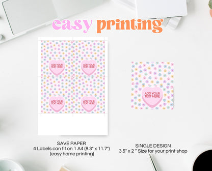 Editable Sweetheart Candy Birthday Food Label, Conversation Hearts Theme Birthday, Sweetheart Party Buffet Cards, Valentines Birthday, VDC04