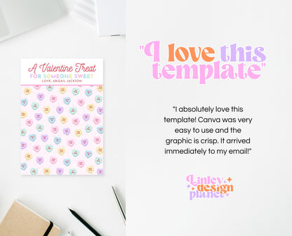 Editable Valentine's Day Cookie Card, Valentine's Day Cookie Holder, Cookie Card, Cookie Gift Tag, Printable, Template, Instant Download