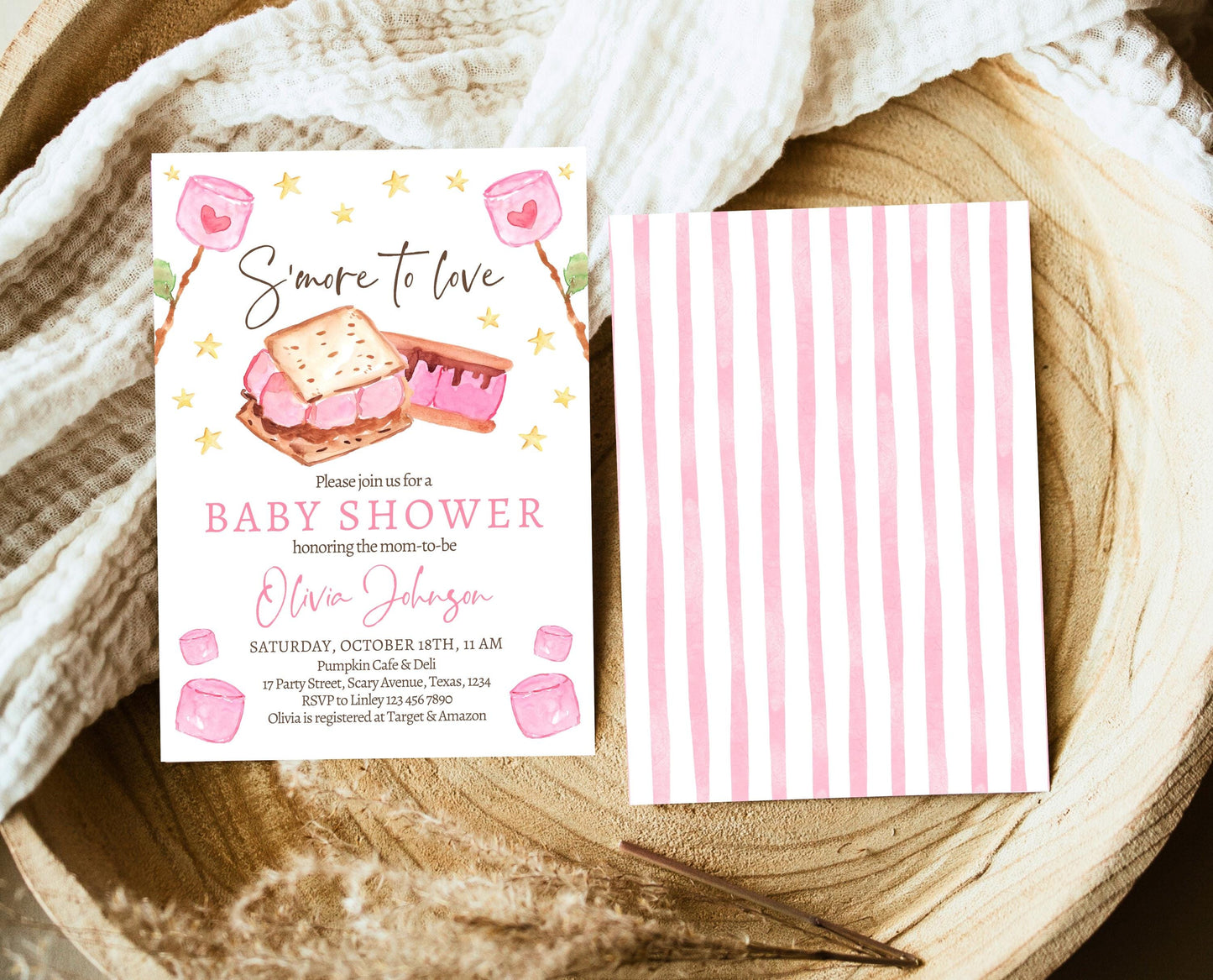 Editable S'more to Love Baby Shower Invitation, S'mores Baby Shower Invite, Valentine S'more Fun Baby Shower Invite, Printable, VDC05