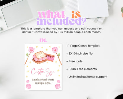 Editable S'more to Love Baby Shower Custom Sign, S'mores Baby Shower Sign, Valentine S'more Fun Baby Shower Custom Sign, Printable, VDC05