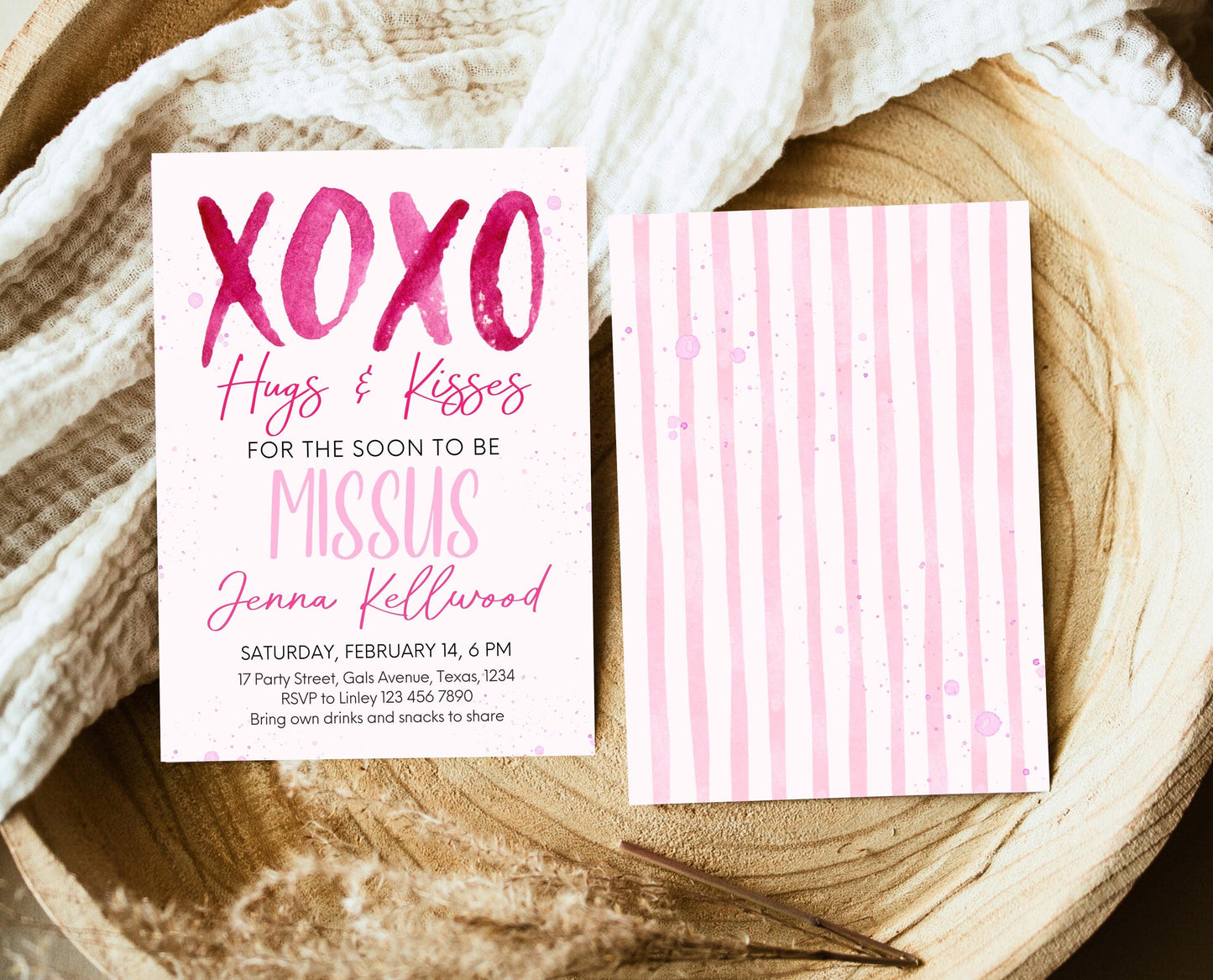 Editable Valentine Bridal Shower Invitation, Showered With Love Bridal Wedding Shower Invitation, Hearts Pink Red, Instant Download, VDC06