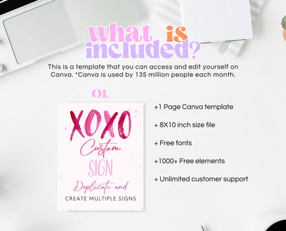 Editable Valentine Bridal Shower Custom Sign, Showered With Love Bridal Wedding Shower Custom Sign, Hearts Pink Red, Instant Download, VDC06