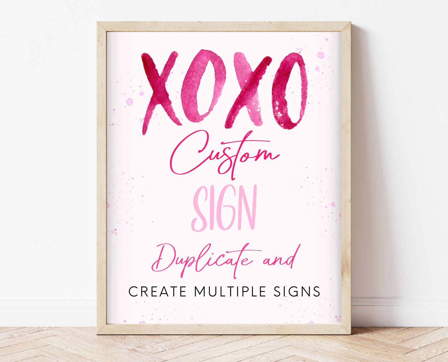 Editable Valentine Bridal Shower Custom Sign, Showered With Love Bridal Wedding Shower Custom Sign, Hearts Pink Red, Instant Download, VDC06