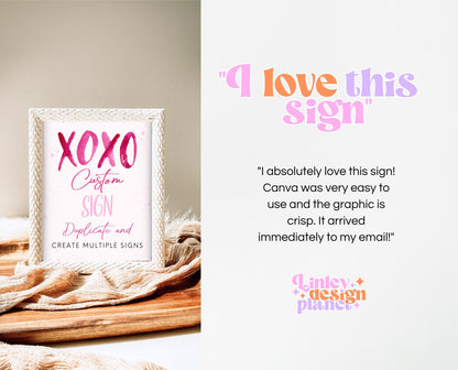 Editable Valentine Bridal Shower Custom Sign, Showered With Love Bridal Wedding Shower Custom Sign, Hearts Pink Red, Instant Download, VDC06