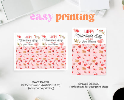 Editable Valentine's Day Cookie Card, Valentine's Day Cookie Holder, Cookie Card, Cookie Gift Tag, Printable, Template, Instant Download