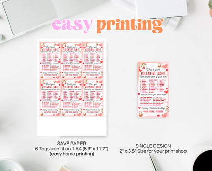 Editable What's Your Valentine Name Game Gift Tag, Valentine's Name Game, Valentine Classroom Gift, School Love Tag, Instant Download