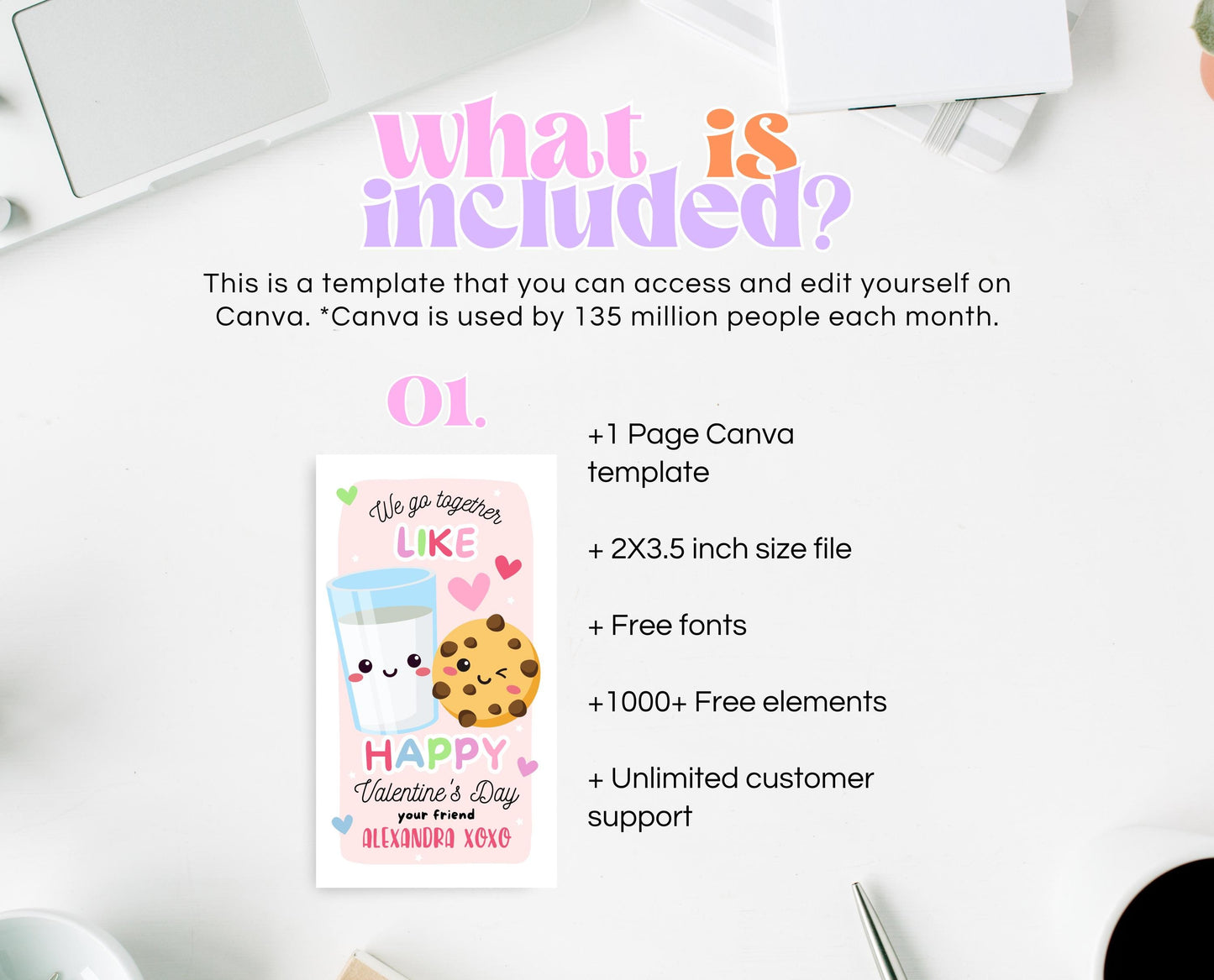 Editable Cookie Valentine Gift Tag, Cookie Valentine Gift Tags, School Valentine Cards, Printable, Milk and Cookies Tag, Instant Download