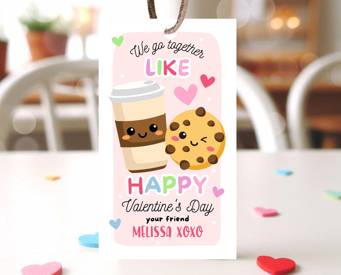 Editable Cookie Valentine Gift Tag, Cookie Valentine Gift Tags, School Valentine Cards, Printable, Coffee and Cookies Tag, Instant Download