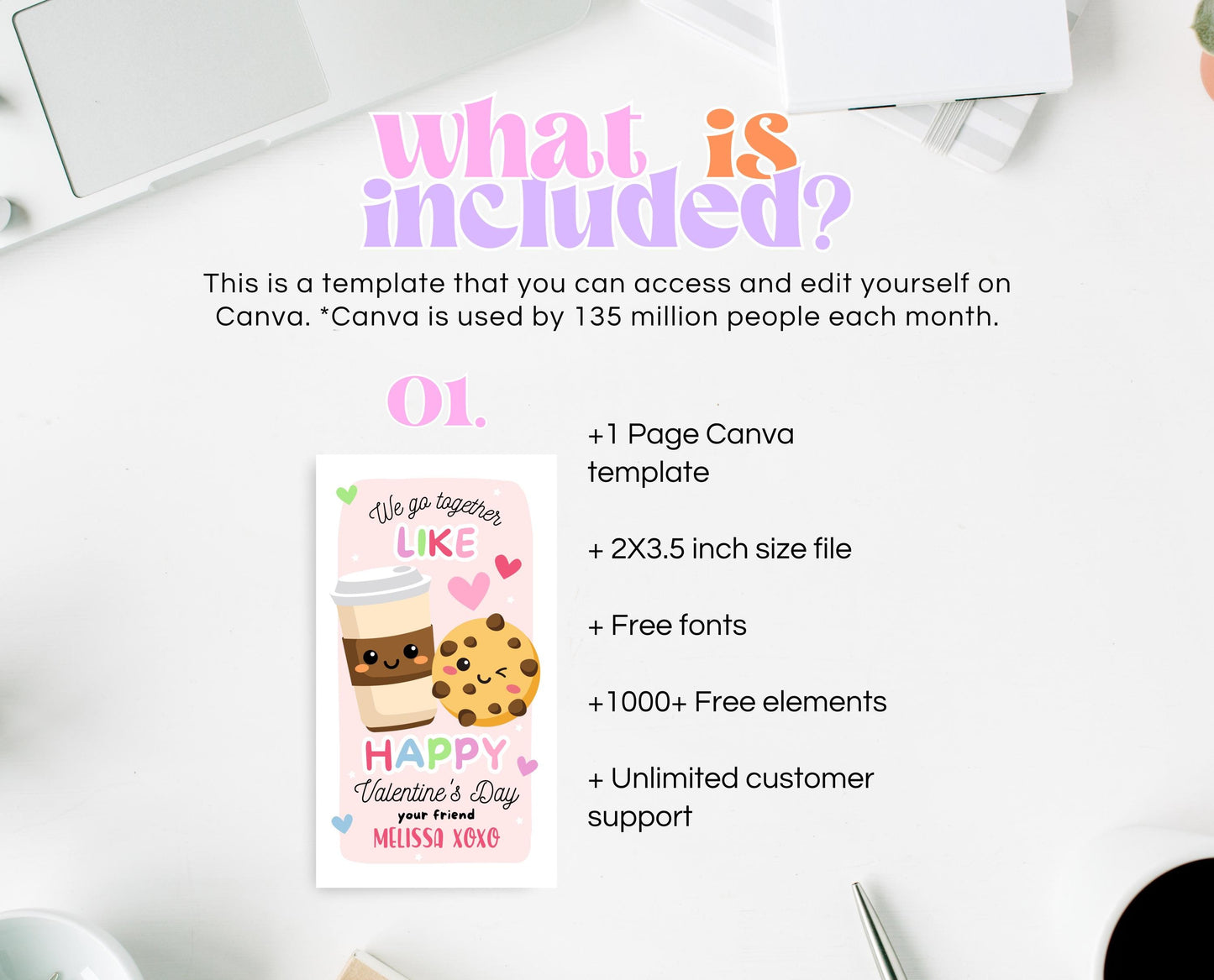Editable Cookie Valentine Gift Tag, Cookie Valentine Gift Tags, School Valentine Cards, Printable, Coffee and Cookies Tag, Instant Download