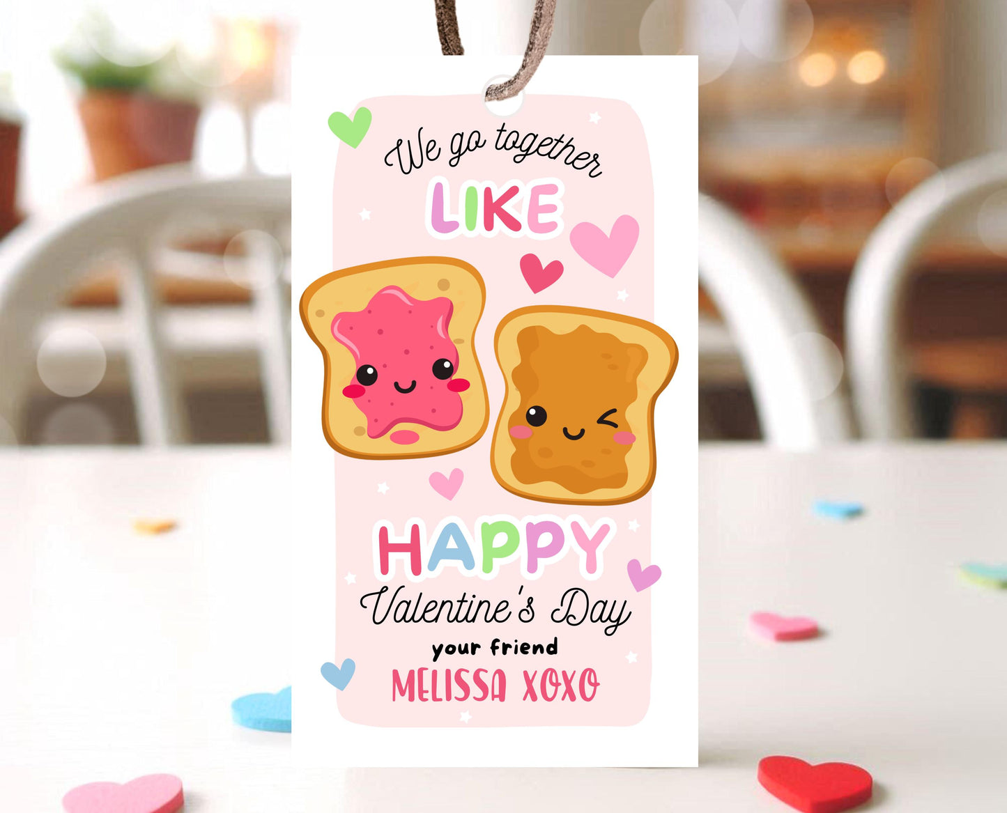 Editable Valentine Gift Tag, Valentine Peanut Butter Jelly Sandwich Gift Tags, School Valentine Cards, Printable Gift Tag, Instant Download