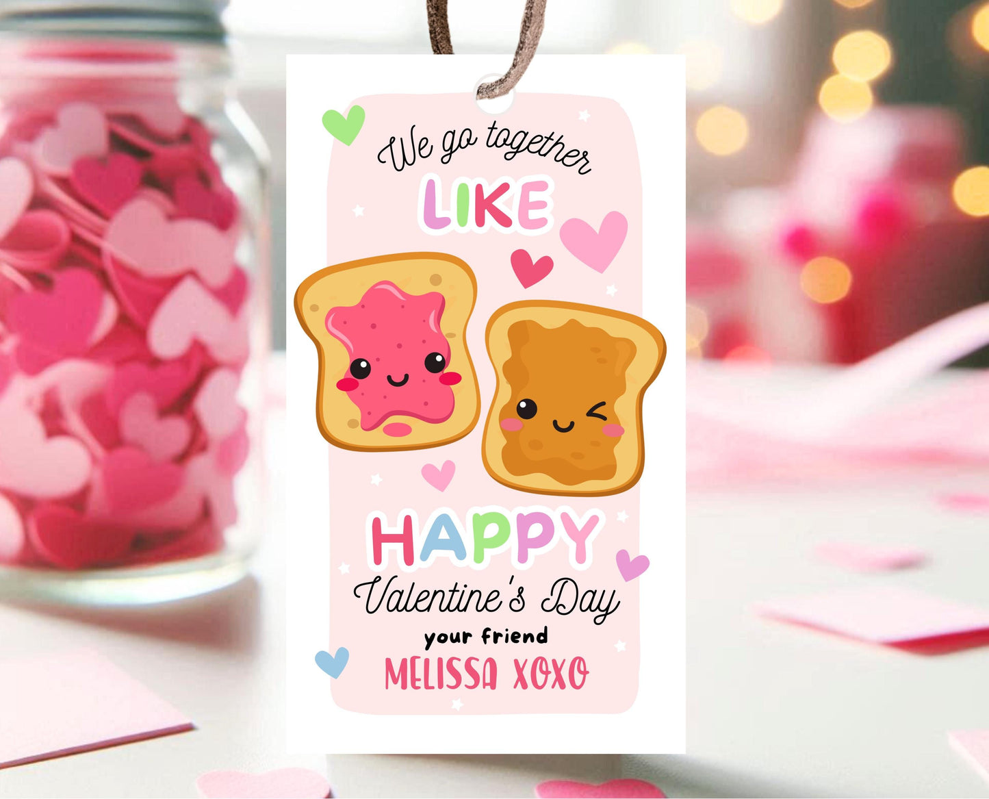 Editable Valentine Gift Tag, Valentine Peanut Butter Jelly Sandwich Gift Tags, School Valentine Cards, Printable Gift Tag, Instant Download