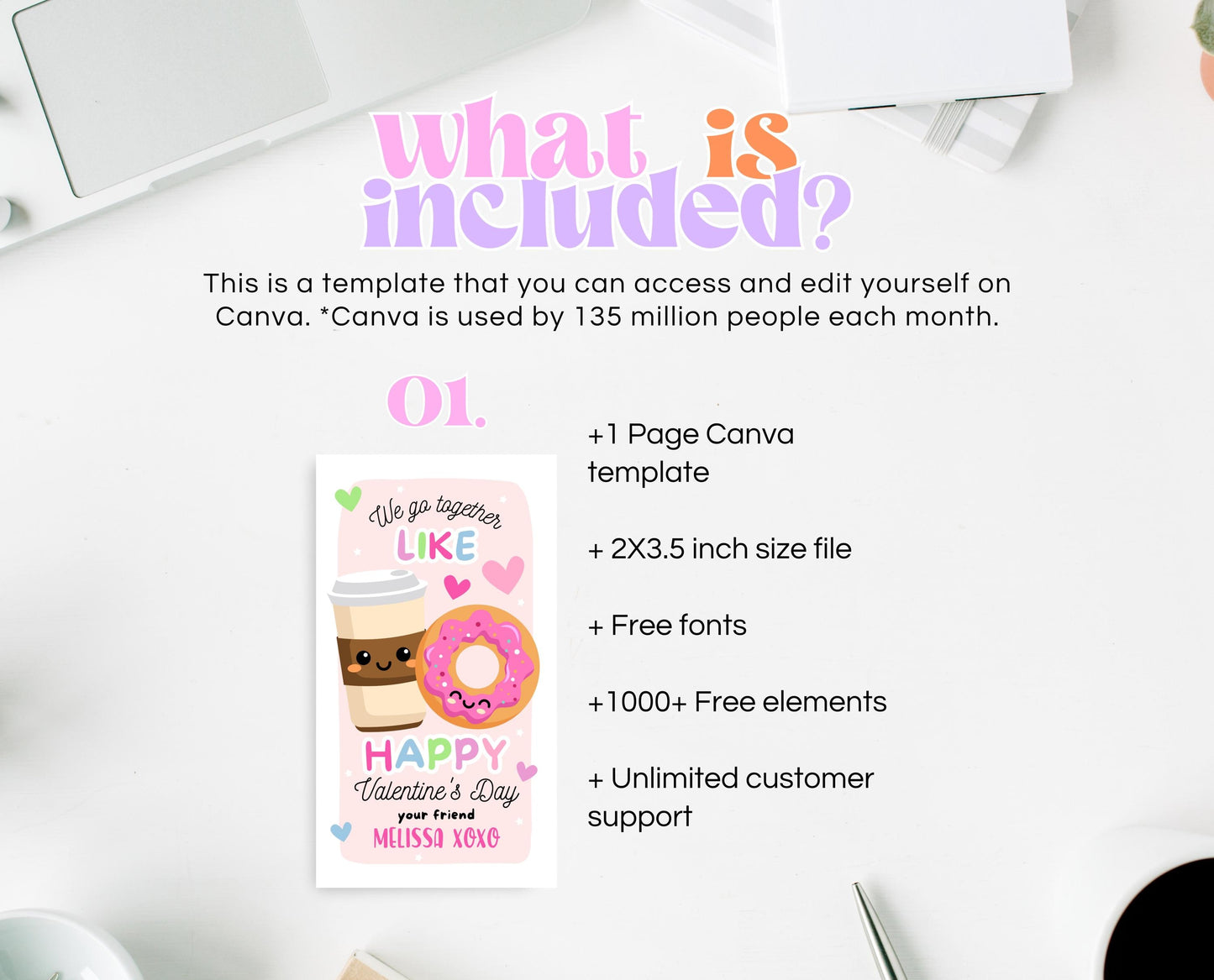 Editable Valentine Gift Tag, Donut Valentine Gift Tags, School Teacher Valentine Cards, Printable, Coffee and Donut Tag, Instant Download