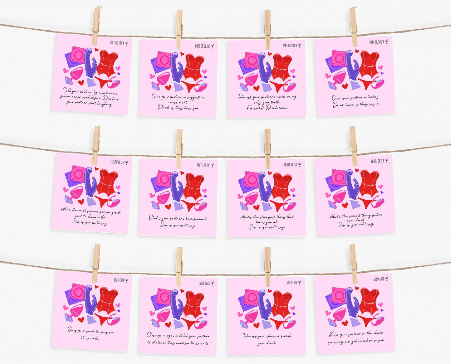 Couple Drinking Game Cards, Dirty Challenges Cards, Date Night Cards, Anniversary Gift, Valentines Couple Game, Gifts For Her, Gifts For Him