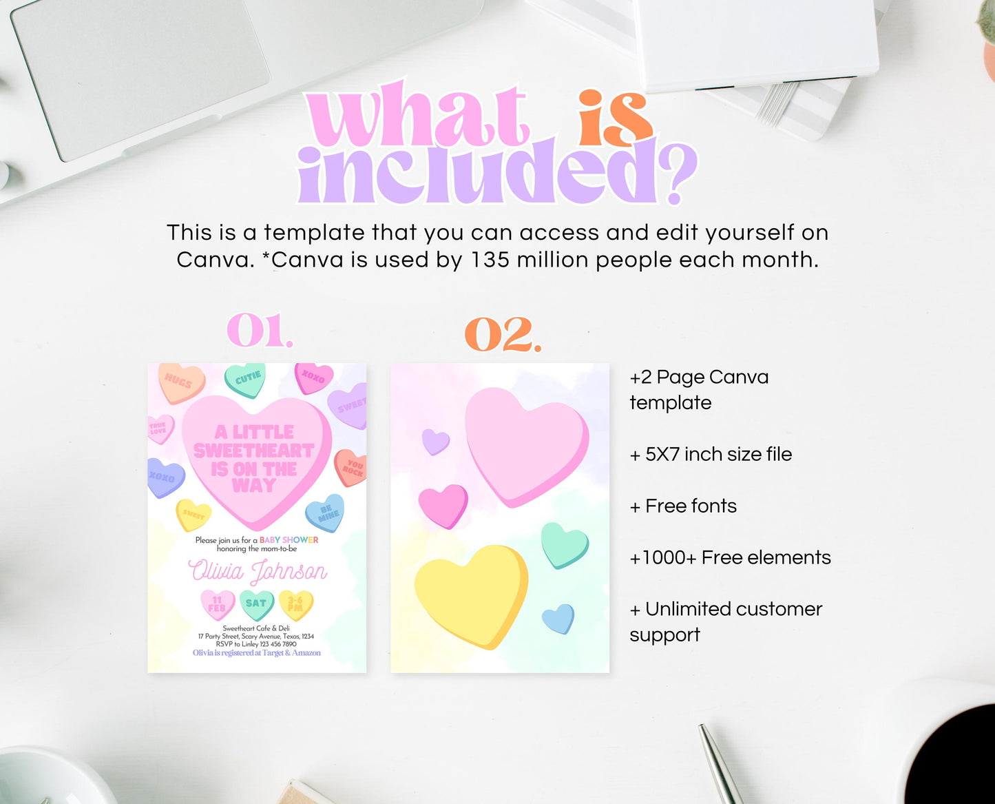 Editable Sweetheart Baby Shower Invitation, Conversation Hearts Theme Baby Shower, A Little Sweetheart Invite, Valentines Baby Shower, VDC01