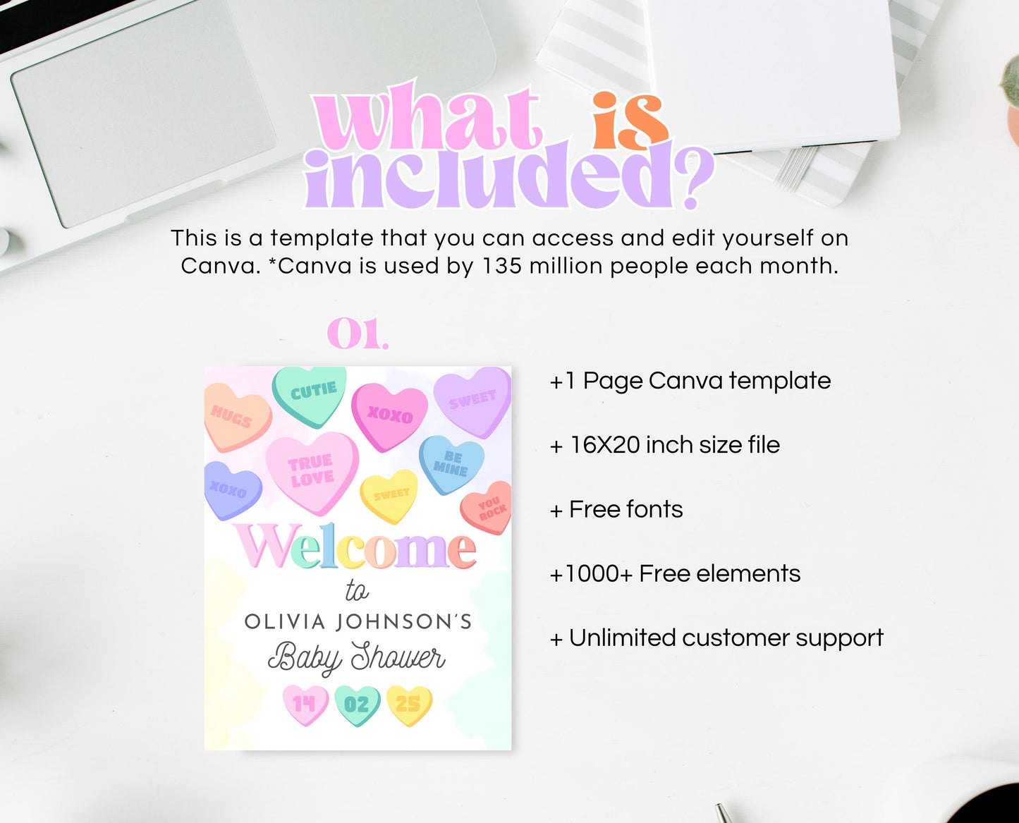 Editable Sweetheart Candy Baby Shower Welcome Sign, Hearts Candy Theme Baby Shower, Little Sweetheart, Valentines Baby Shower Sign, VDC01