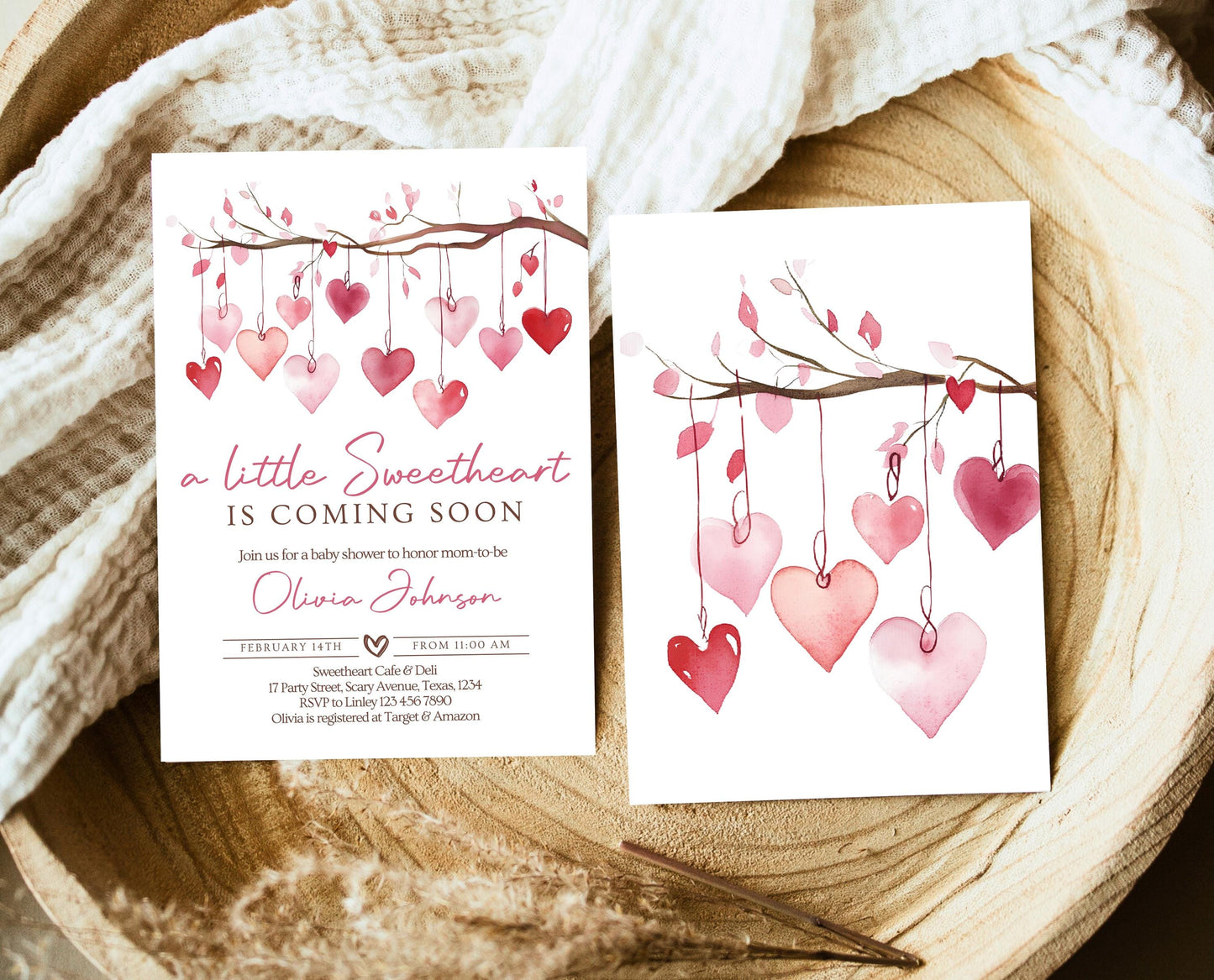 Editable Valentine Baby Shower Invitation, A Little Sweetheart Baby Shower Invite, Pink Red Hearts Baby Shower Invite, Download, VDC02