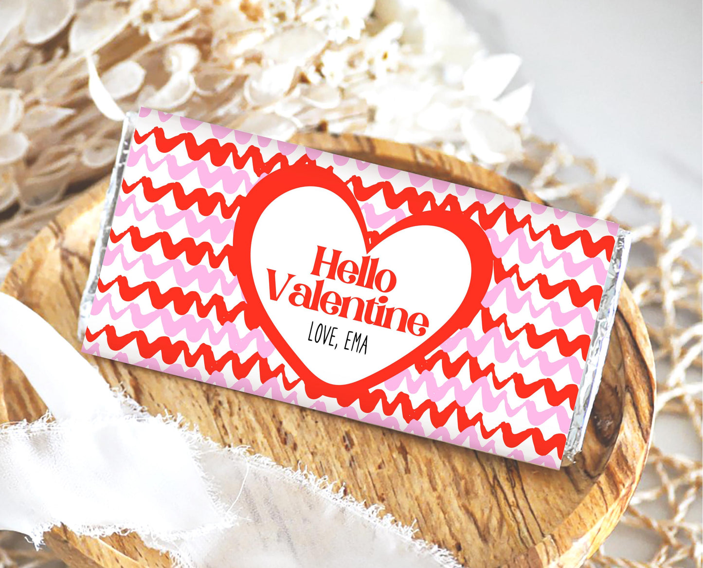 Editable Valentine's Day Chocolate Wrapper, Pink Red Heart Chocolate Wrapper, Classroom Valentine's Treat, Friend Valentine Gift, Printable
